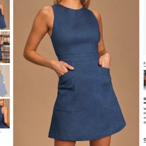 Lulus Blue Sleeveless Chambray Dress
